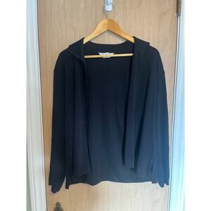 Exclusively Misook Open Front Black Cardigan Sweater